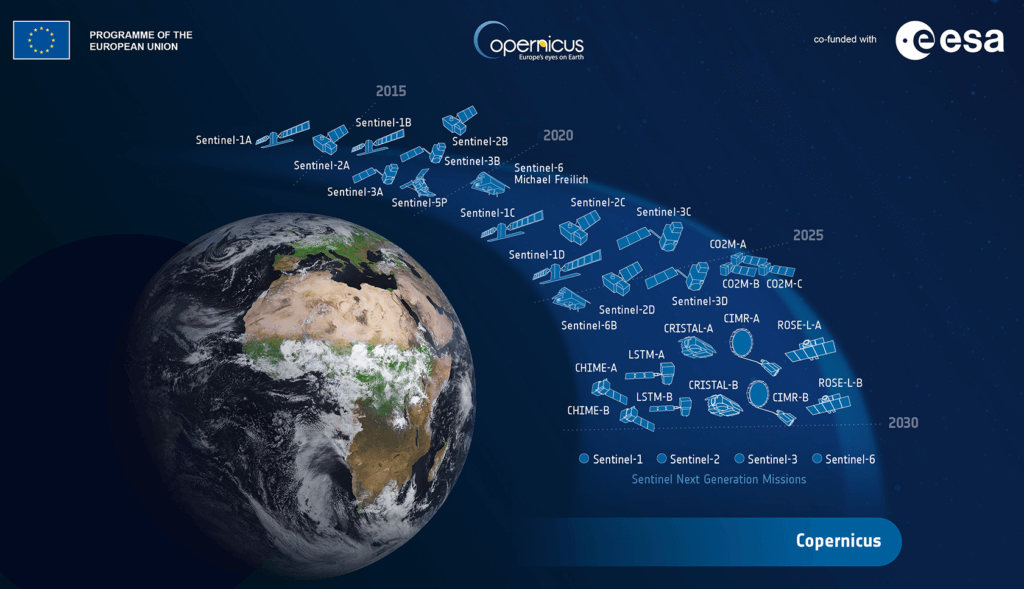 Plánovaná flotila družic systému Copernicus (foto: ESA)